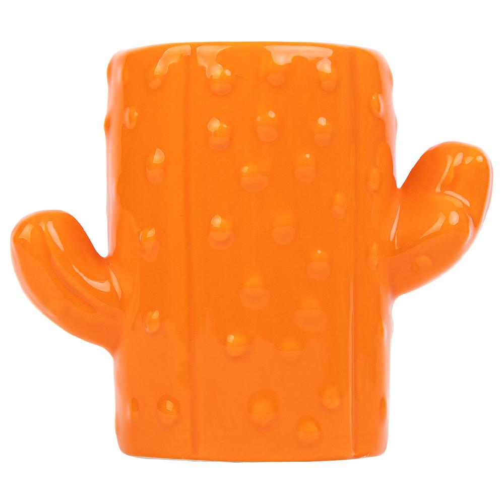 Creaciones Meng HOGAR - PORTALAPICES - Porta Lapices Cactus De Ceramica Naranja