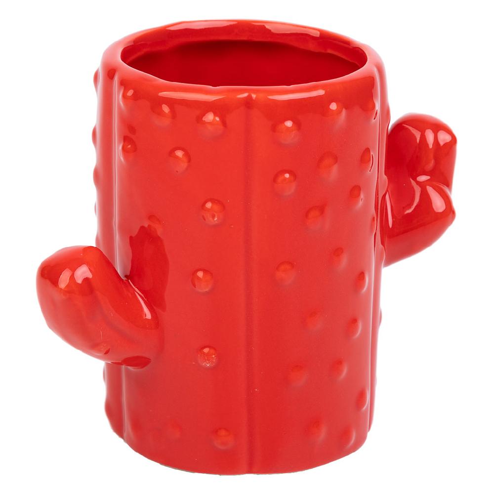 Creaciones meng HOGAR - PORTALAPICES - porta lapices cactus de ceramica rojo
