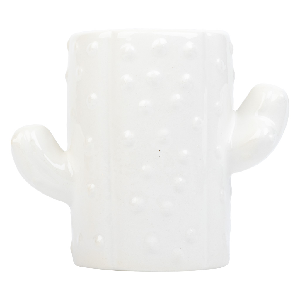 Creaciones Meng HOGAR - PORTALAPICES - Porta Lapices Cactus De Ceramica Blanco
