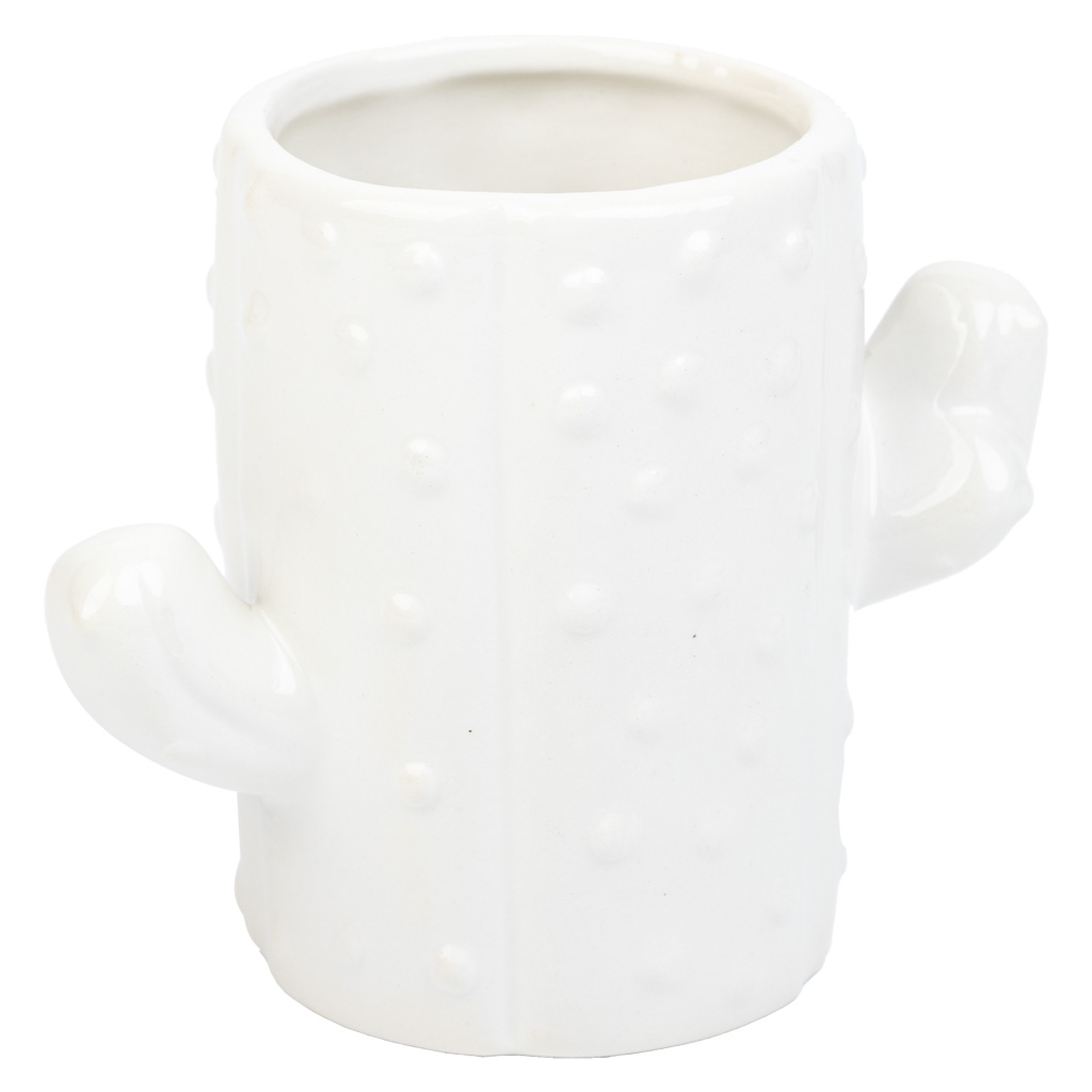 Creaciones meng HOGAR - PORTALAPICES - porta lapices cactus de ceramica blanco