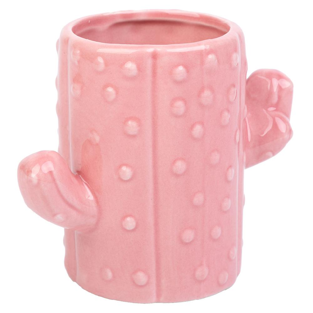 Creaciones meng HOGAR - PORTALAPICES - porta lapices cactus de ceramica rosa