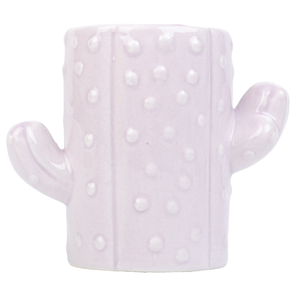 Creaciones Meng HOGAR - PORTALAPICES - Porta Lapices Cactus De Ceramica Lila