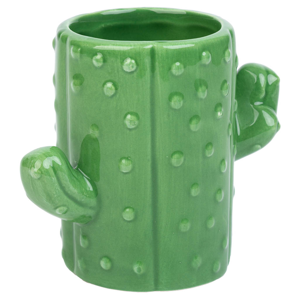 Creaciones meng HOGAR - PORTALAPICES - porta lapices cactus de ceramica verde