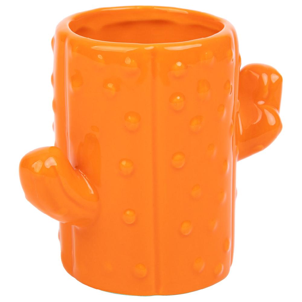 Creaciones meng HOGAR - PORTALAPICES - porta lapices cactus de ceramica naranja