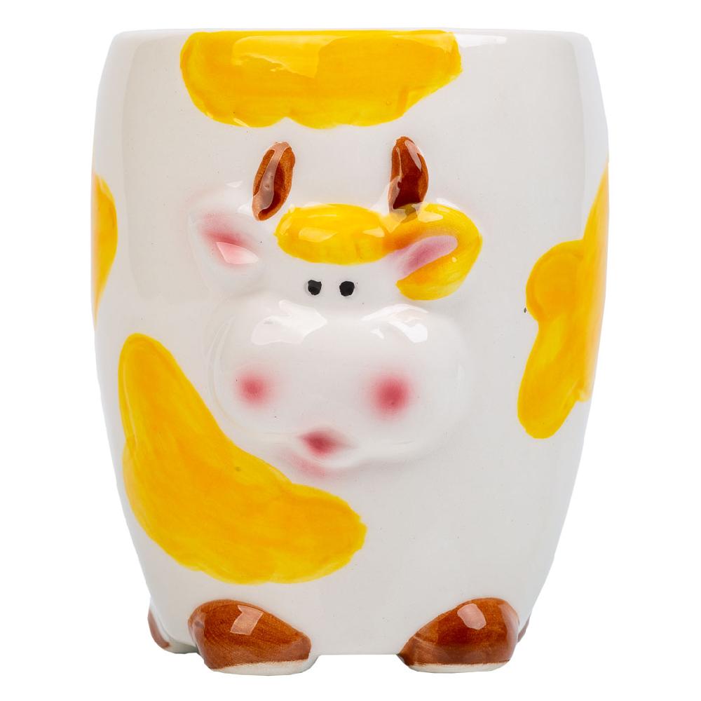 Creaciones Meng HOGAR - PORTALAPICES - Porta Lapices Vaca De Ceramica Naranja