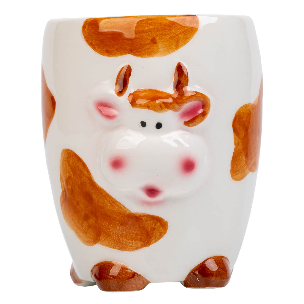 Creaciones Meng HOGAR - PORTALAPICES - Porta Lapices Vaca De Ceramica Marron