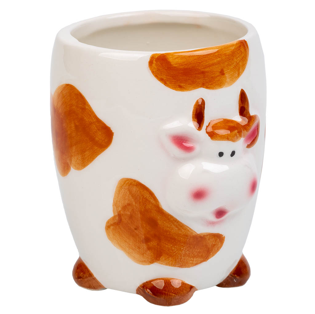 Creaciones meng HOGAR - PORTALAPICES - porta lapices vaca de ceramica marron