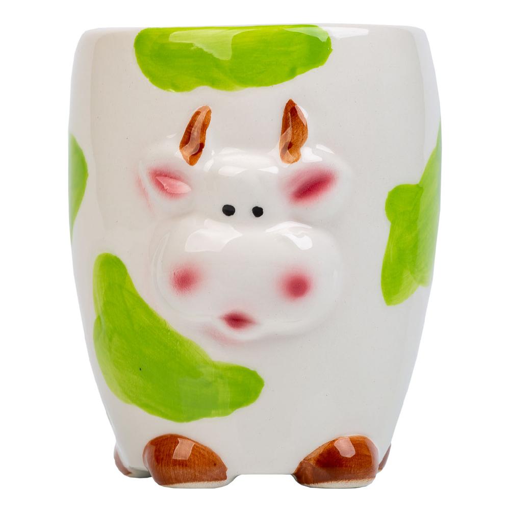 Creaciones Meng HOGAR - PORTALAPICES - Porta Lapices Vaca De Ceramica Verde