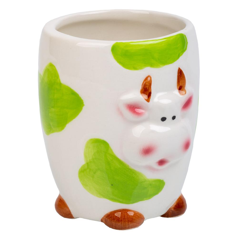 Creaciones meng HOGAR - PORTALAPICES - porta lapices vaca de ceramica verde