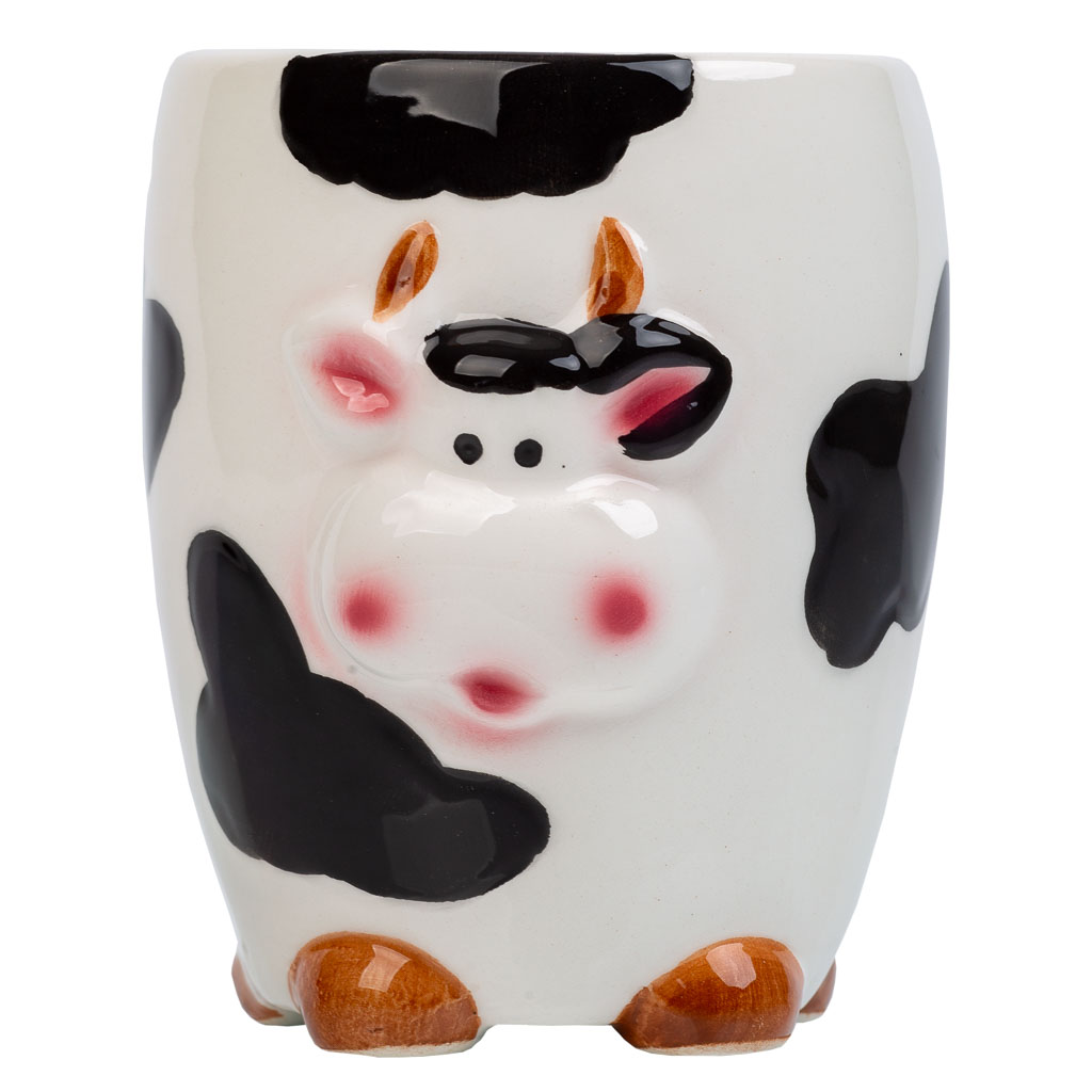 Creaciones Meng HOGAR - PORTALAPICES - Porta Lapices Vaca De Ceramica Negro