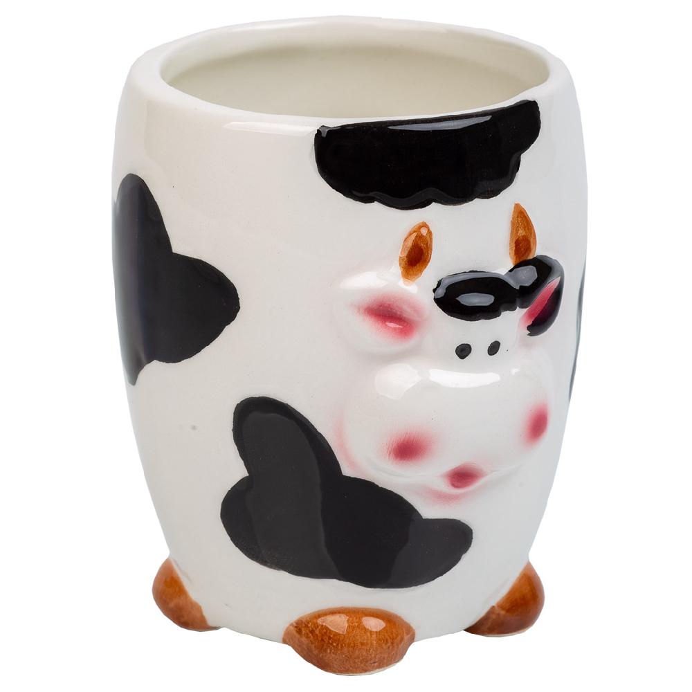 Creaciones meng HOGAR - PORTALAPICES - porta lapices vaca de ceramica negro