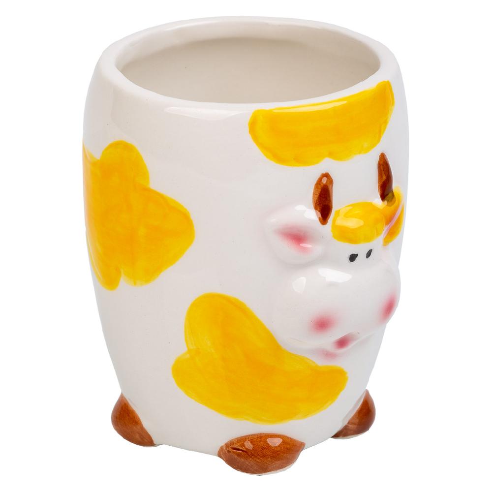 Creaciones meng HOGAR - PORTALAPICES - porta lapices vaca de ceramica naranja