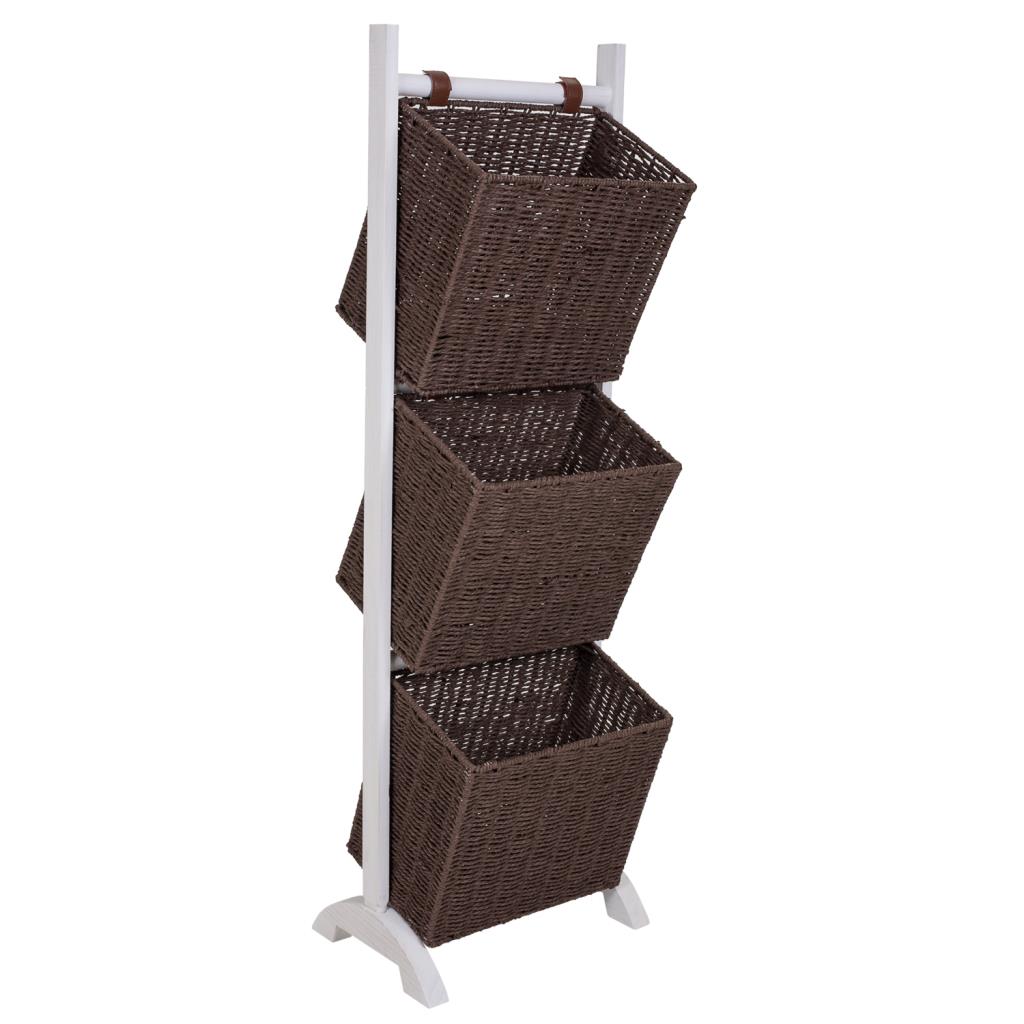 Creaciones meng HOGAR - REVISTEROS - revistero con soporte de madera y tres cestos