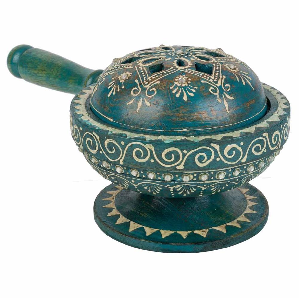 Creaciones meng HOGAR - VARIOS HOGAR - perfumador de madera pintado artesanal azul