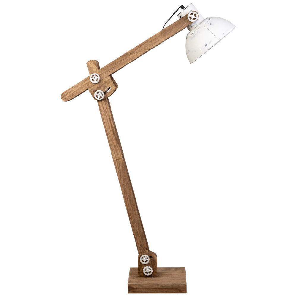 Creaciones Meng ILUMINACION - LAMPARAS DE PIE - Lampara Flexo De Pie De Madera Y Metal Blanco