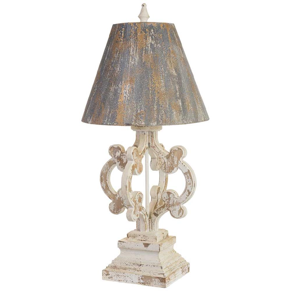 Creaciones Meng ILUMINACION - LAMPARAS DE SOBREMESA - Lampara De Mesa De Madera Y Metal Acabado Envejecido