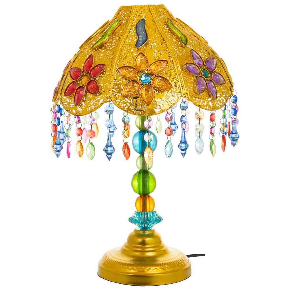 Creaciones Meng ILUMINACION - LAMPARAS DE SOBREMESA - Lámpara De Metal Y Abalorios De Cristal Acrilico De Colores