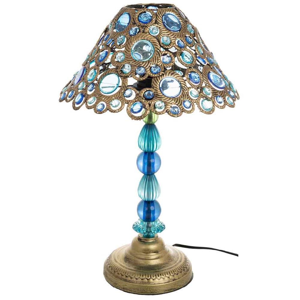 Creaciones Meng ILUMINACION - LAMPARAS DE SOBREMESA - Lámpara De Metal Azul Y Cristal Acrilico De Colores