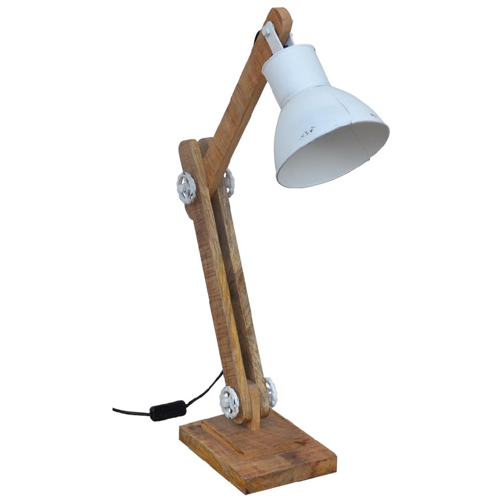 Creaciones meng ILUMINACION - LAMPARAS DE SOBREMESA - lampara flexo de madera y metal blanco