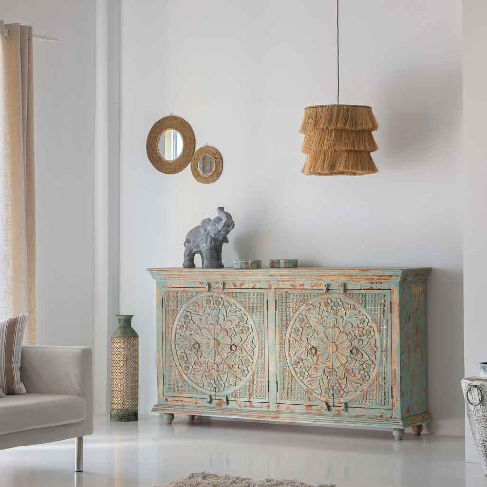 Creaciones Meng ILUMINACION - LAMPARAS DE TECHO - Lampara De Techo De Fibra Natural Marron