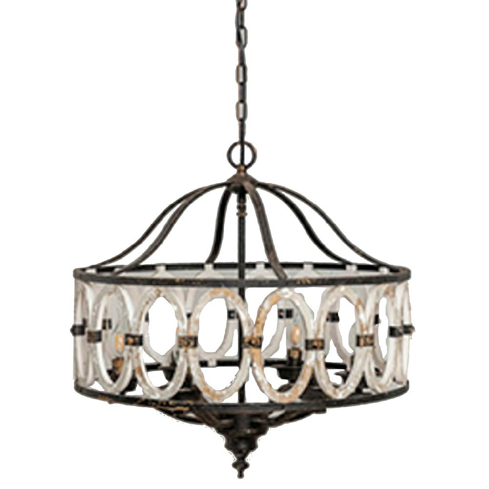 Creaciones meng ILUMINACION - LAMPARAS DE TECHO - lampara de techo redonda de madera y metal acabado envejecido