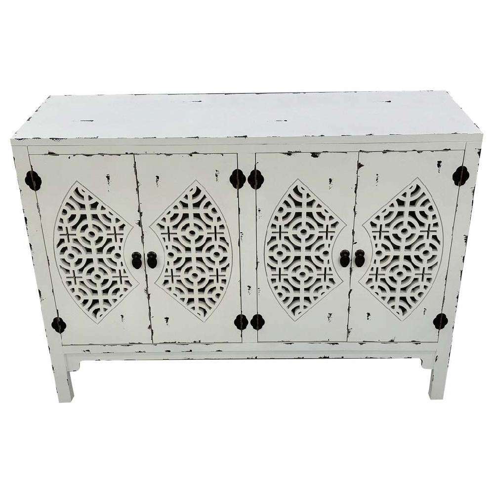 Creaciones meng MUEBLE - APARADORES - aparador de madera lac blanco envejecido de 4 puertas