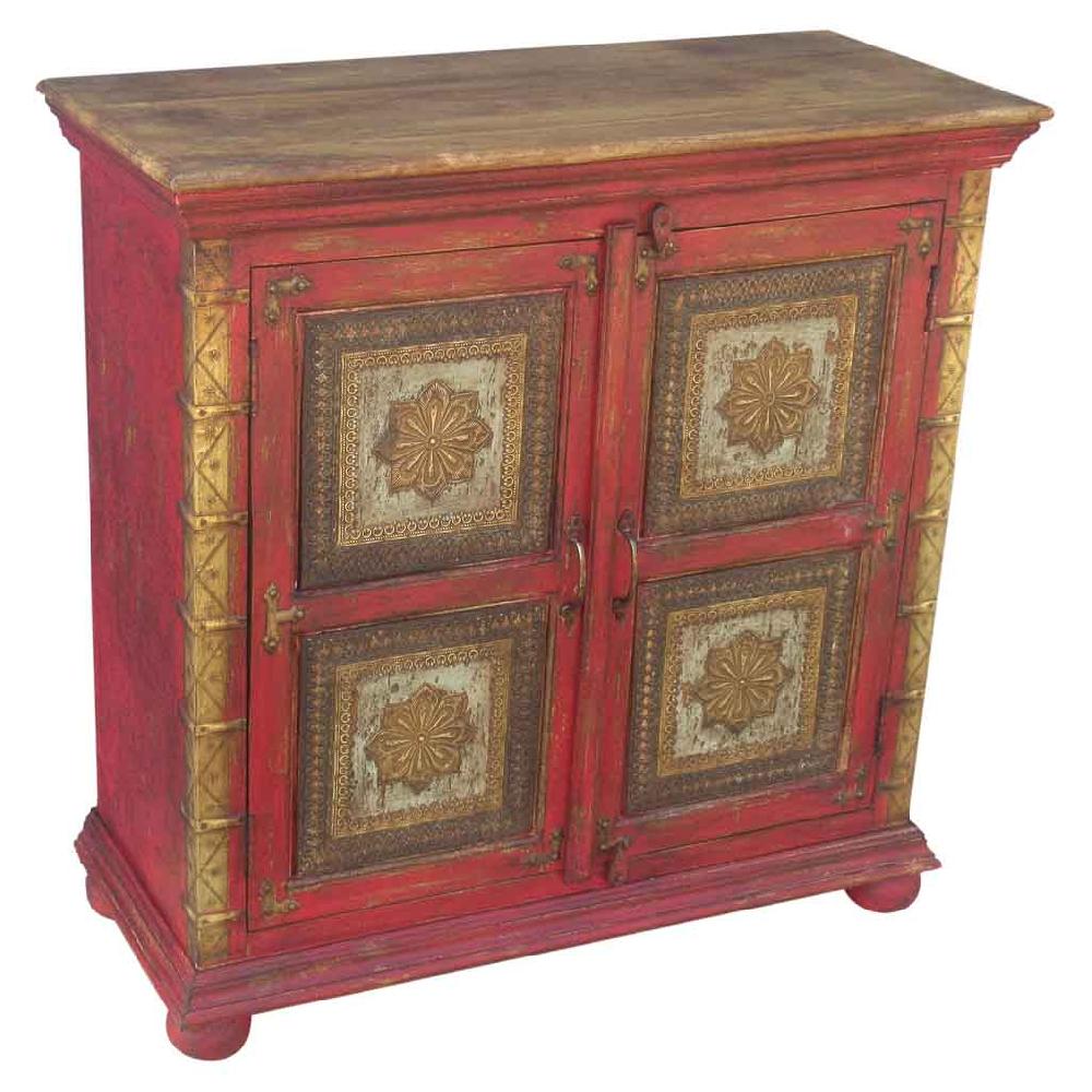 Creaciones meng MUEBLE - APARADORES - aparador de madera tallada acabado artesanal rojo