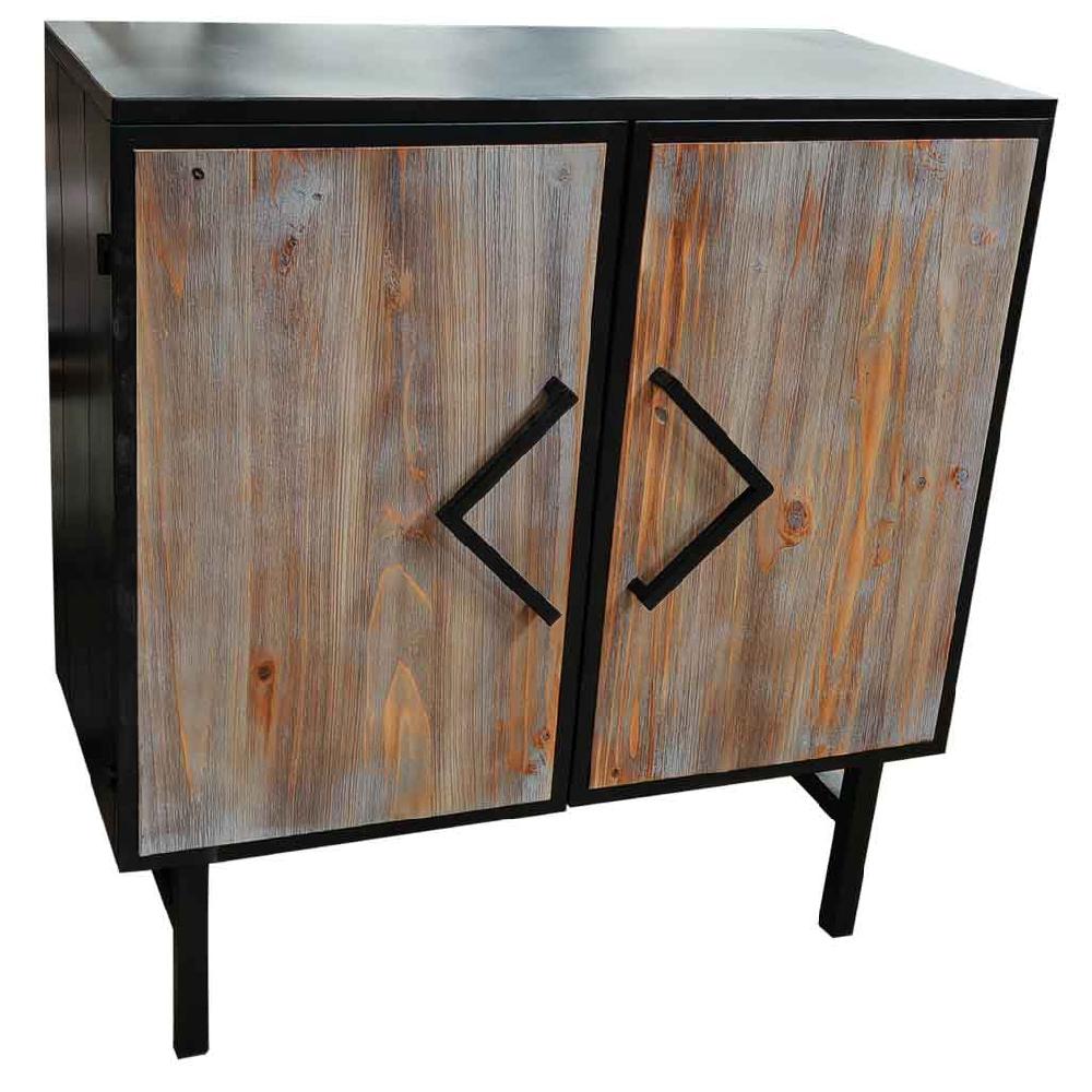 Creaciones meng MUEBLE - APARADORES - kit aparador de metal y madera 2 puertas negro