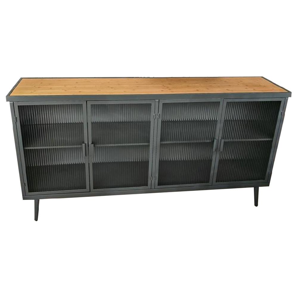 Creaciones meng MUEBLE - APARADORES - kit aparador de metal y madera con vidrio negro