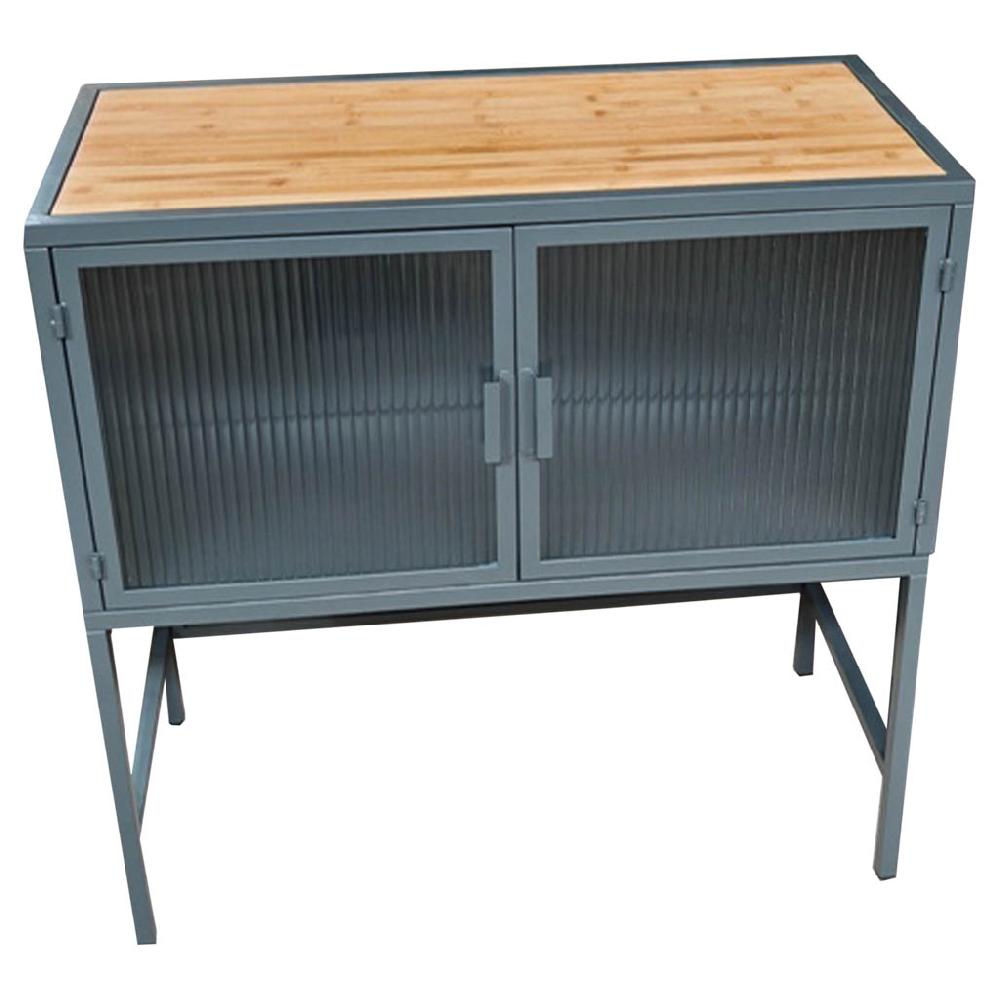 Creaciones meng MUEBLE - APARADORES - kit aparador de vidrio metal y madera 2 puertas negro