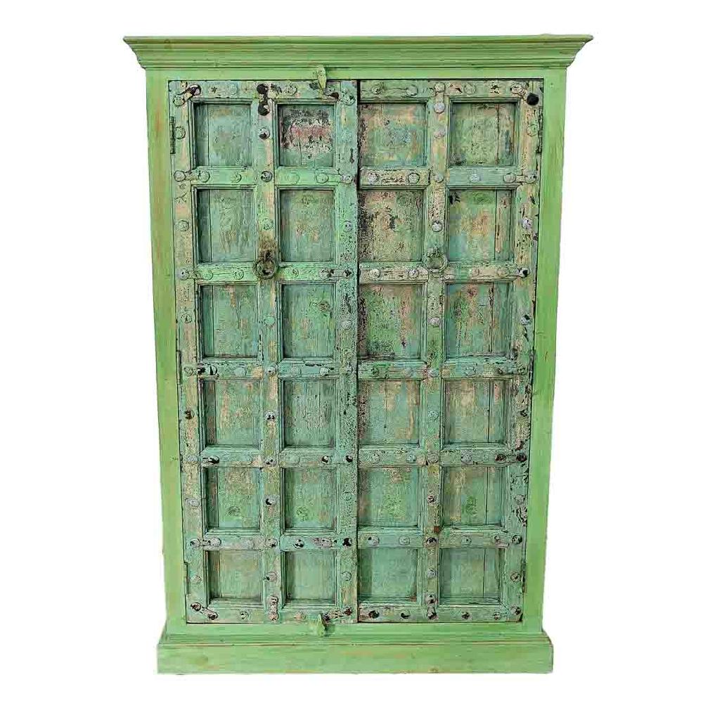 Creaciones Meng MUEBLE - ARMARIO Y VITRINA - Armario De Madera Acabado Artesanal Verde