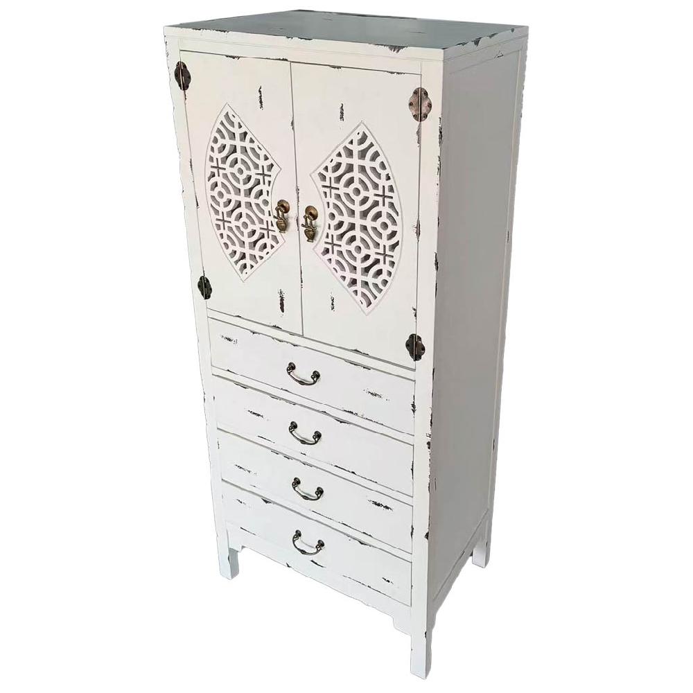 Creaciones meng MUEBLE - ARMARIO Y VITRINA - armario de madera con 4 cajones y 2 puertas de color blanco