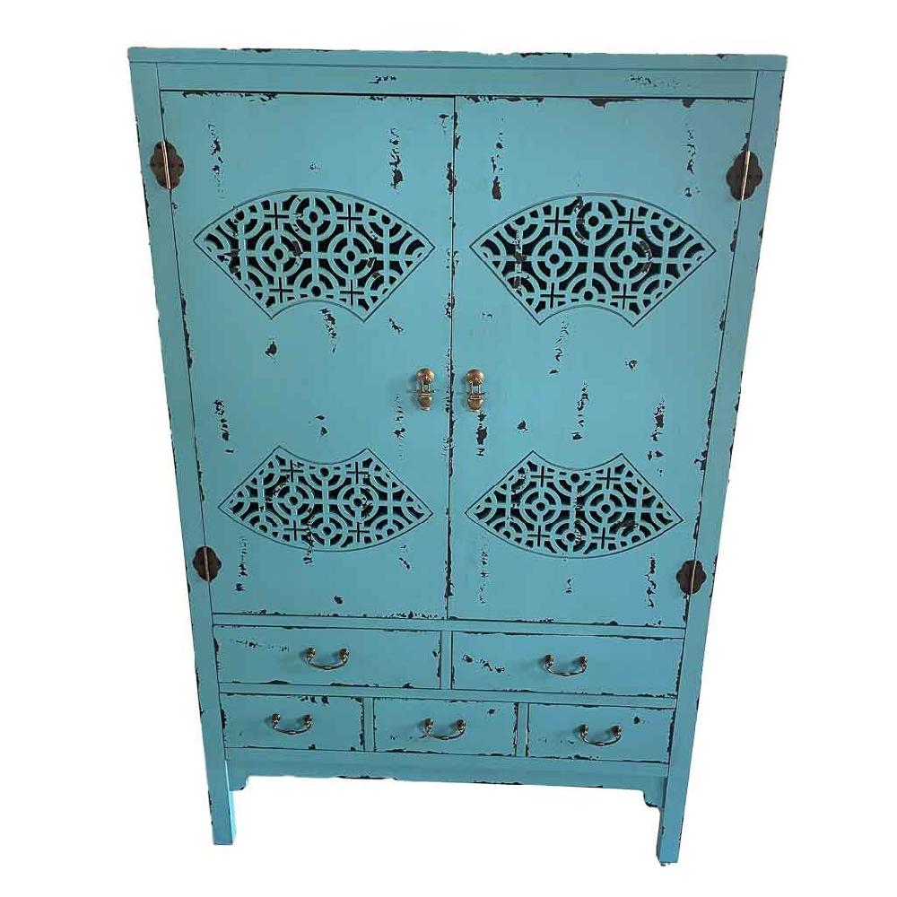 Creaciones meng MUEBLE - ARMARIO Y VITRINA - armario de madera envejecido azul