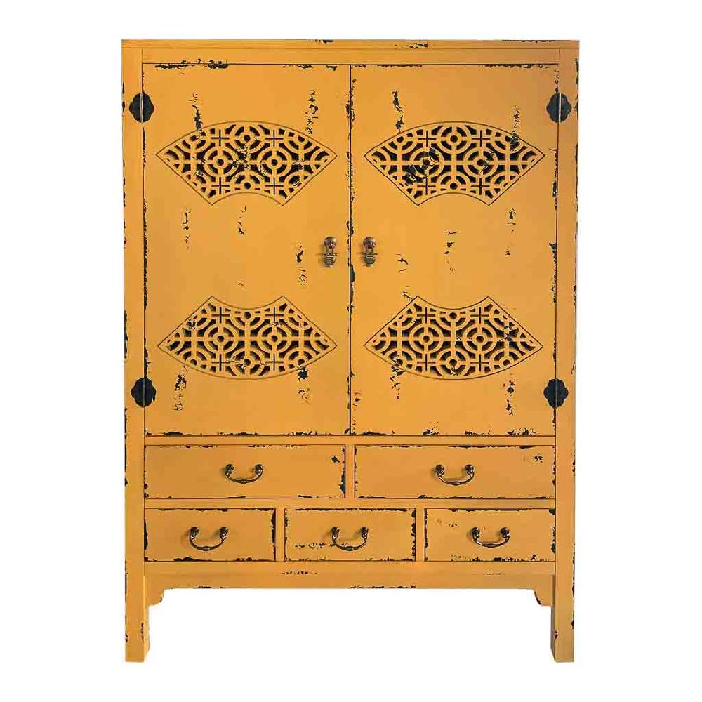 Creaciones meng MUEBLE - ARMARIO Y VITRINA - armario de madera envejecido amarillo