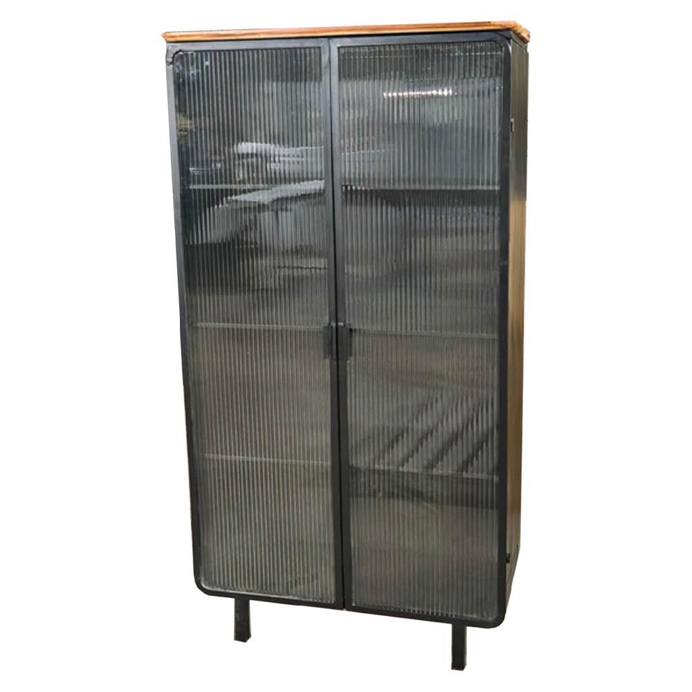Creaciones meng MUEBLE - ARMARIO Y VITRINA - kit vitrina de metal madera y vidrio 2 puertas negro