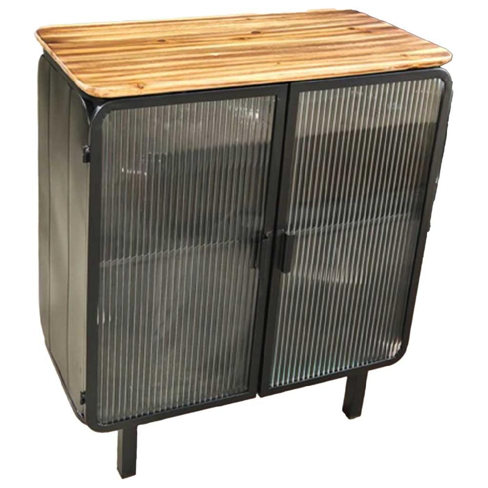 Creaciones meng MUEBLE - ARMARIO Y VITRINA - kit vitrina de metal madera y vidrio 2 puertas negro