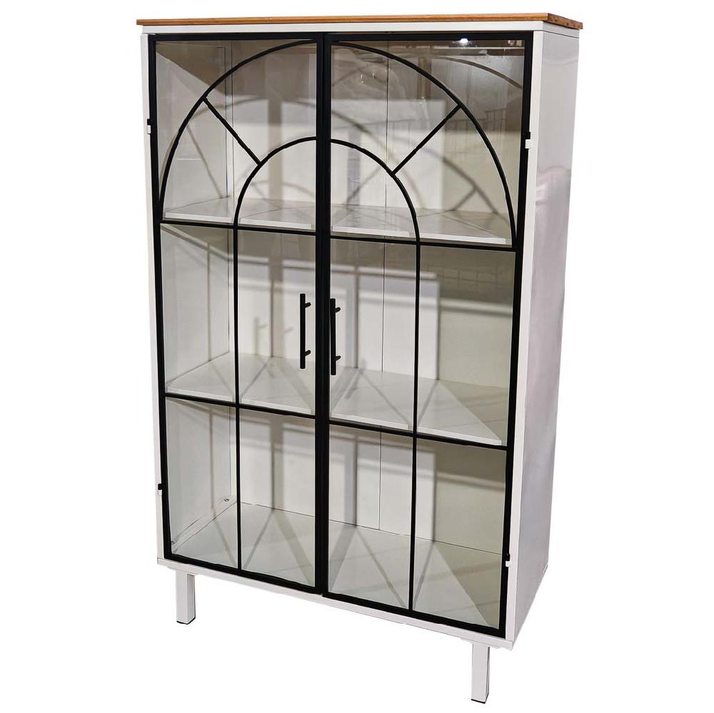 Creaciones meng MUEBLE - ARMARIO Y VITRINA - kit vitrina de metal madera y vidrio 2 puertas blanco