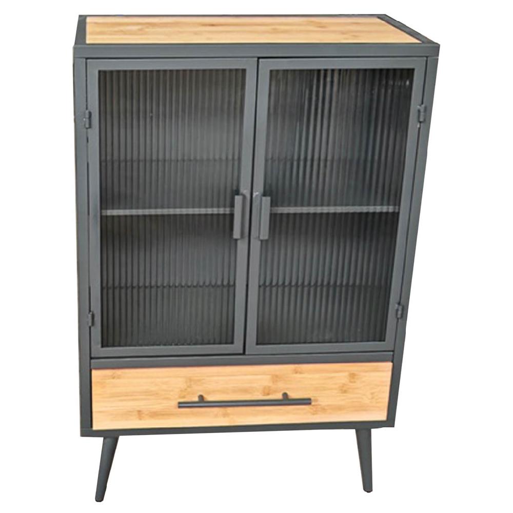 Creaciones meng MUEBLE - ARMARIO Y VITRINA - kit vitrina de metal madera y vidrio 1 cajon negro