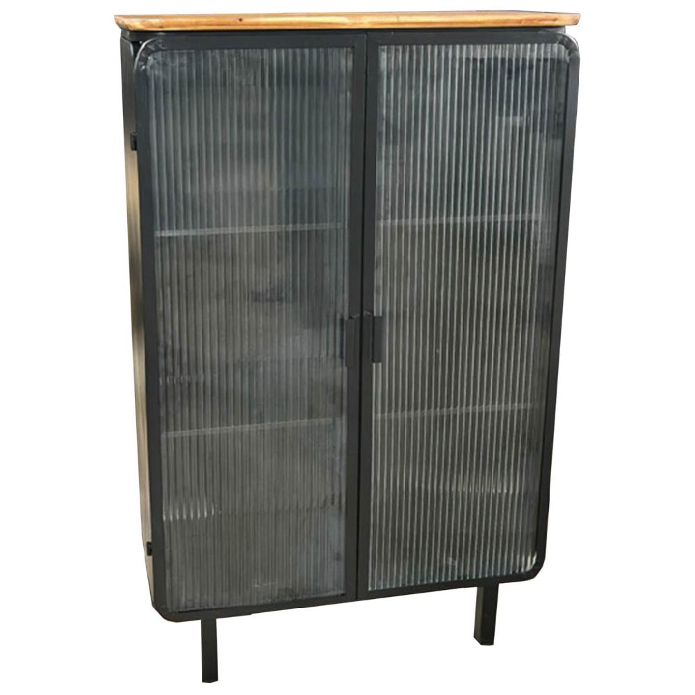 Creaciones meng MUEBLE - ARMARIO Y VITRINA - kit vitrina de metal madera y vidrio 2 puertas negro