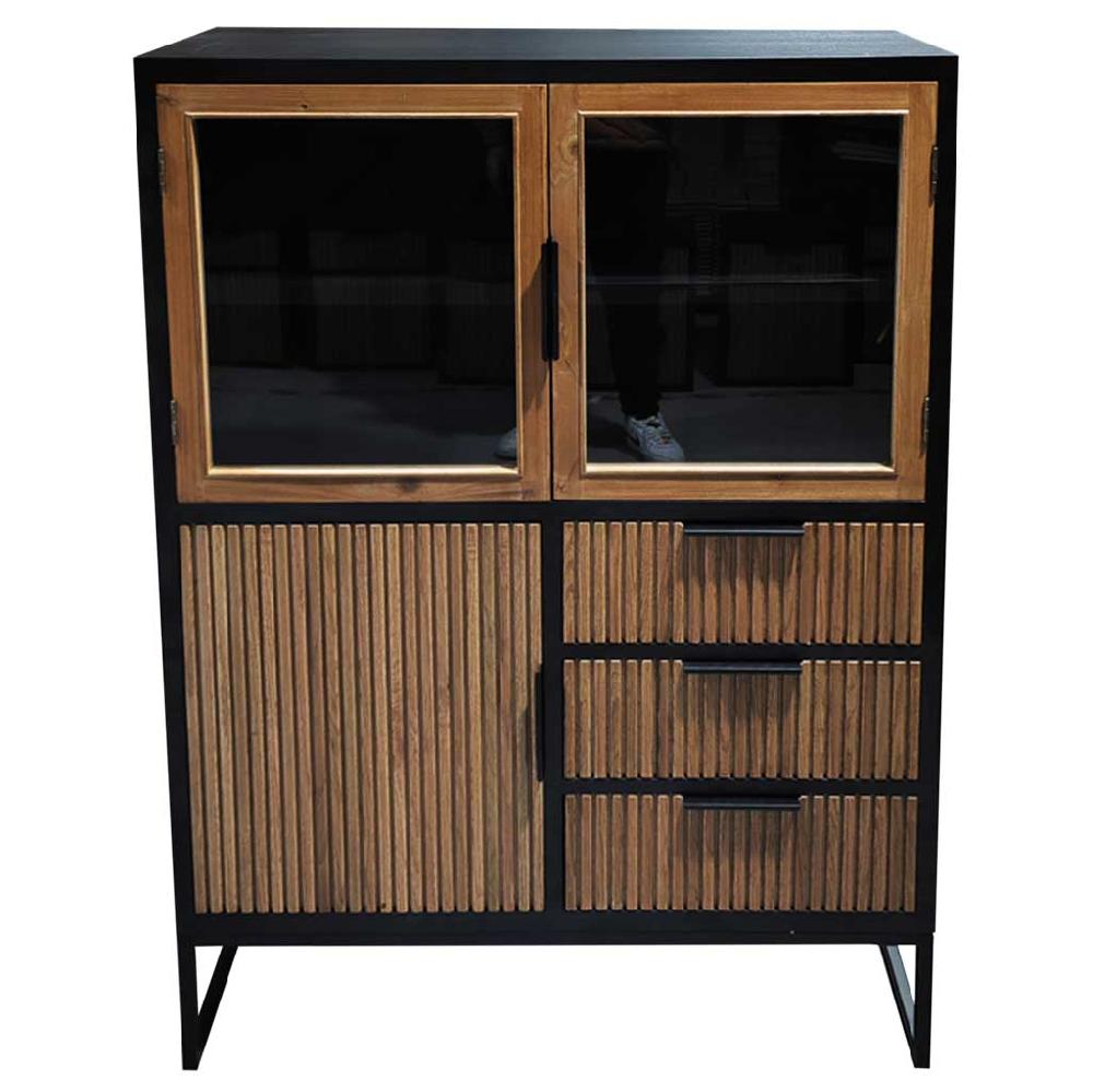 Creaciones meng MUEBLE - ARMARIO Y VITRINA - vitrina 3 puertas y 3 cajones madera