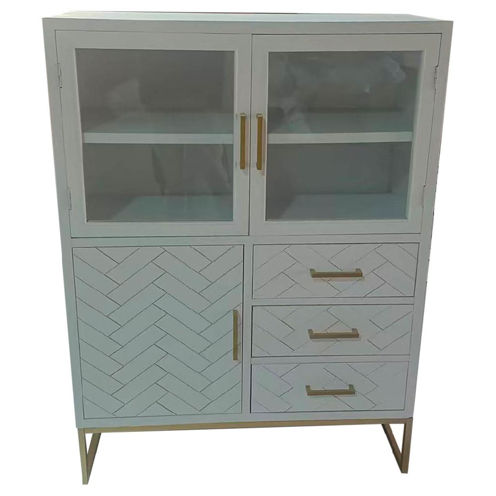 Creaciones meng MUEBLE - ARMARIO Y VITRINA - vitrina 3 puertas y 3 cajones madera