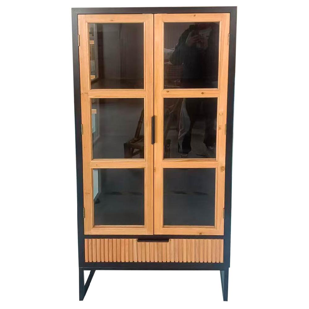 Creaciones meng MUEBLE - ARMARIO Y VITRINA - vitrina de 2 puertas y 1 cajón madera y metal