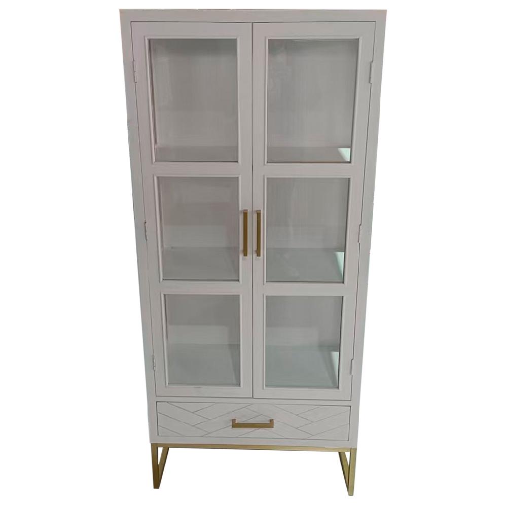 Creaciones meng MUEBLE - ARMARIO Y VITRINA - vitrina de 2 puertas y 1 cajón madera y metal