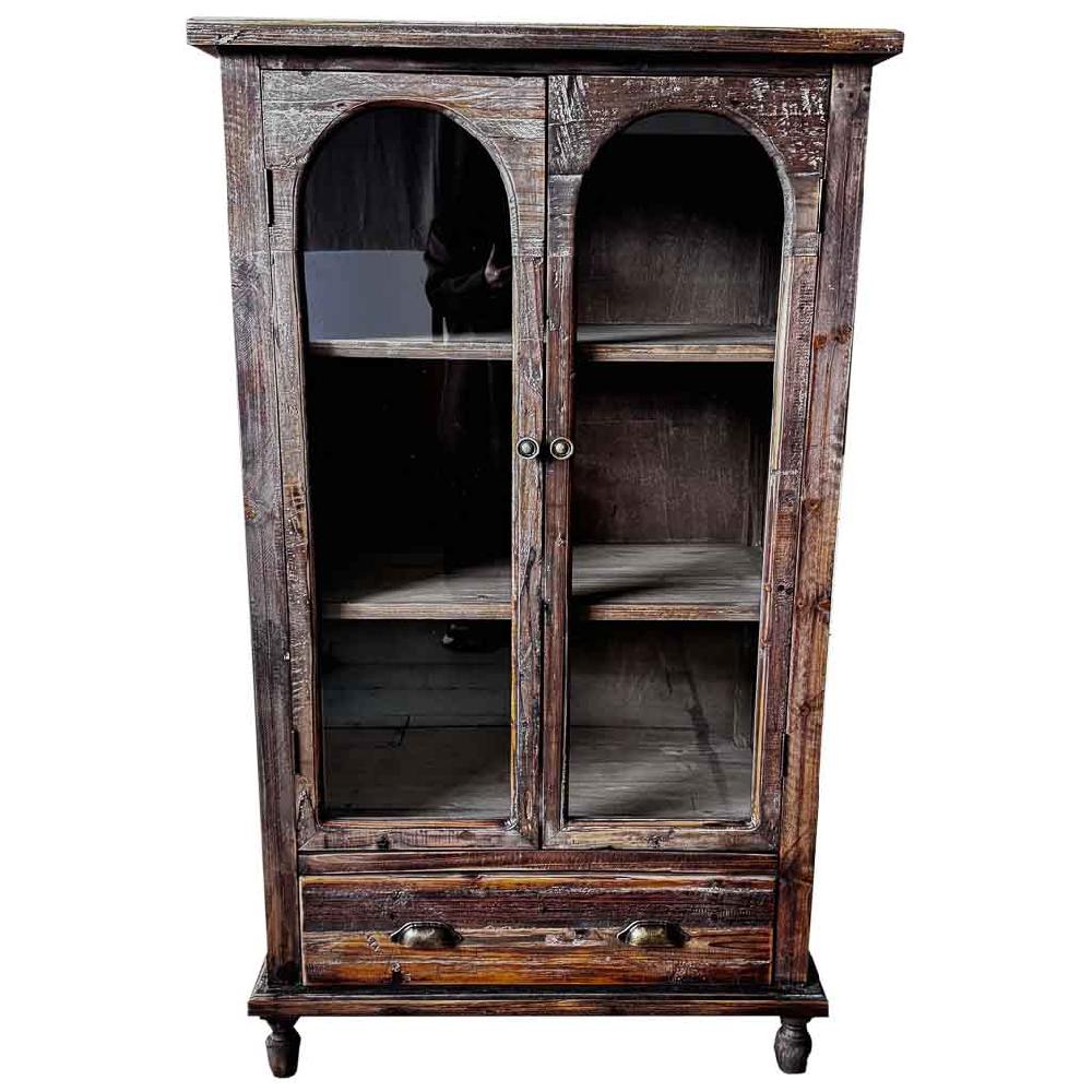 Creaciones meng MUEBLE - ARMARIO Y VITRINA - vitrina de madera con 2 puertas y 1 cajon