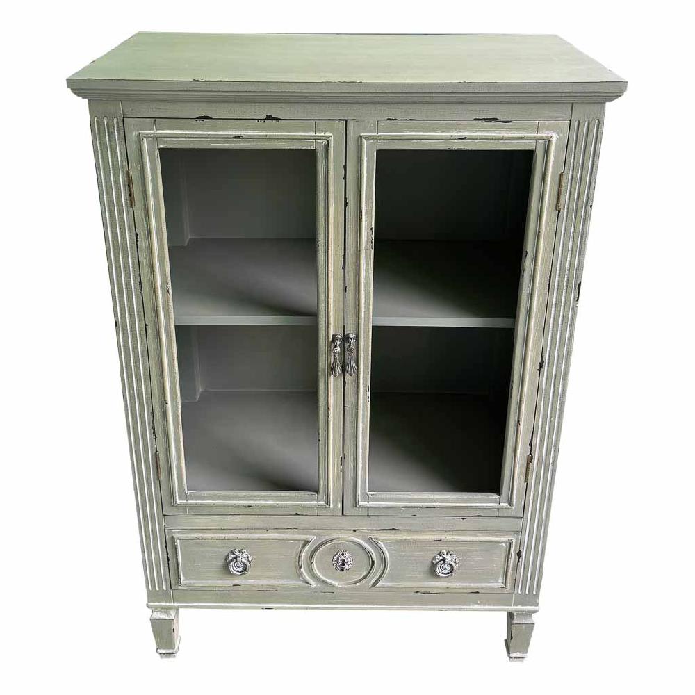 Creaciones meng MUEBLE - ARMARIO Y VITRINA - vitrina de madera con un cajon gris