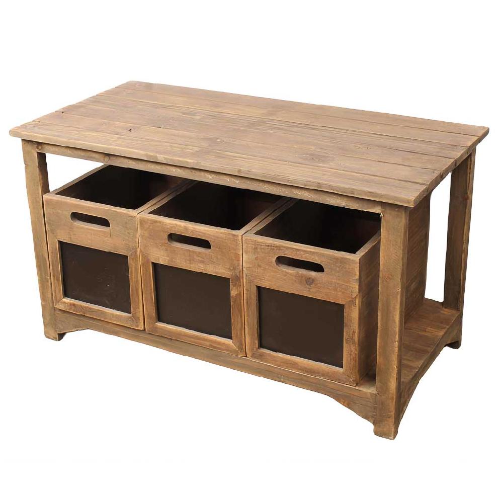 Creaciones meng MUEBLE - BANCOS - banco de madera con 3 cajones