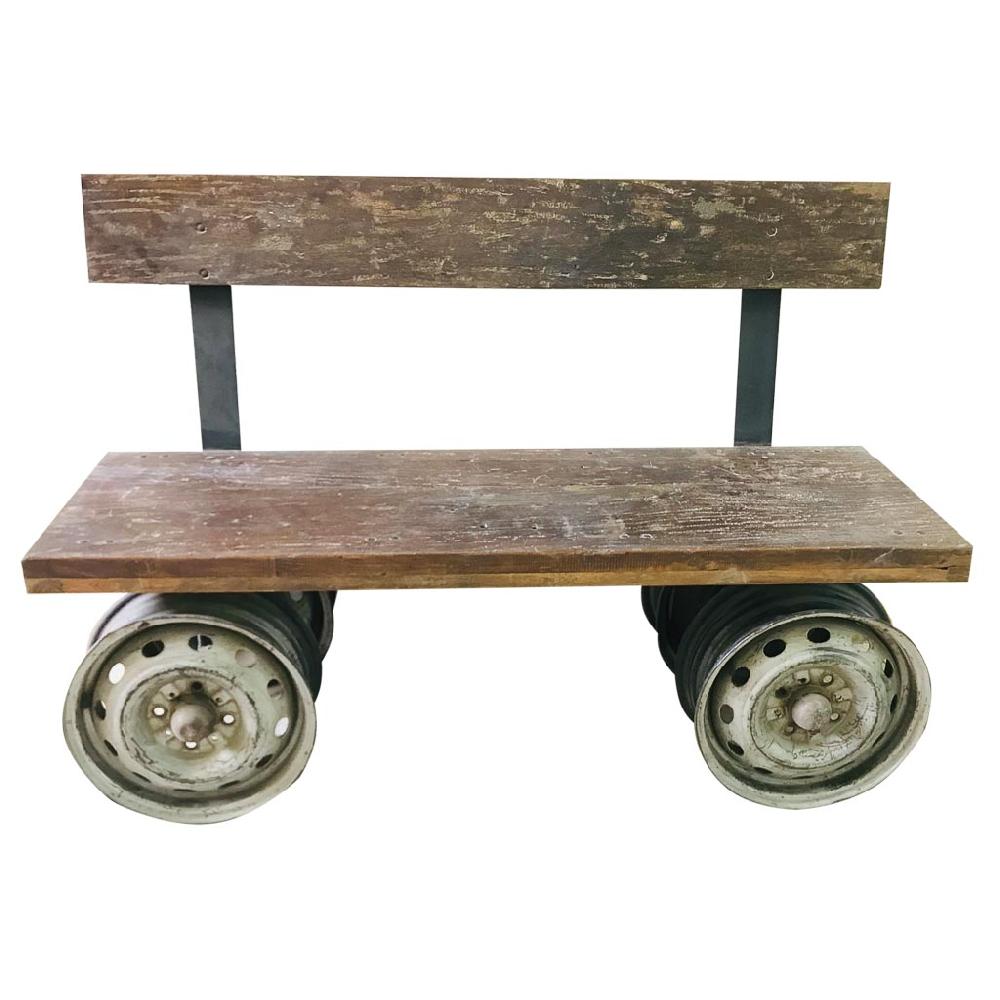 Creaciones meng MUEBLE - BANCOS - banco de madera y metal acabado artesanal