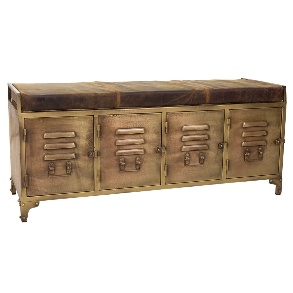 Creaciones meng MUEBLE - BANCOS - banco de metal y piel