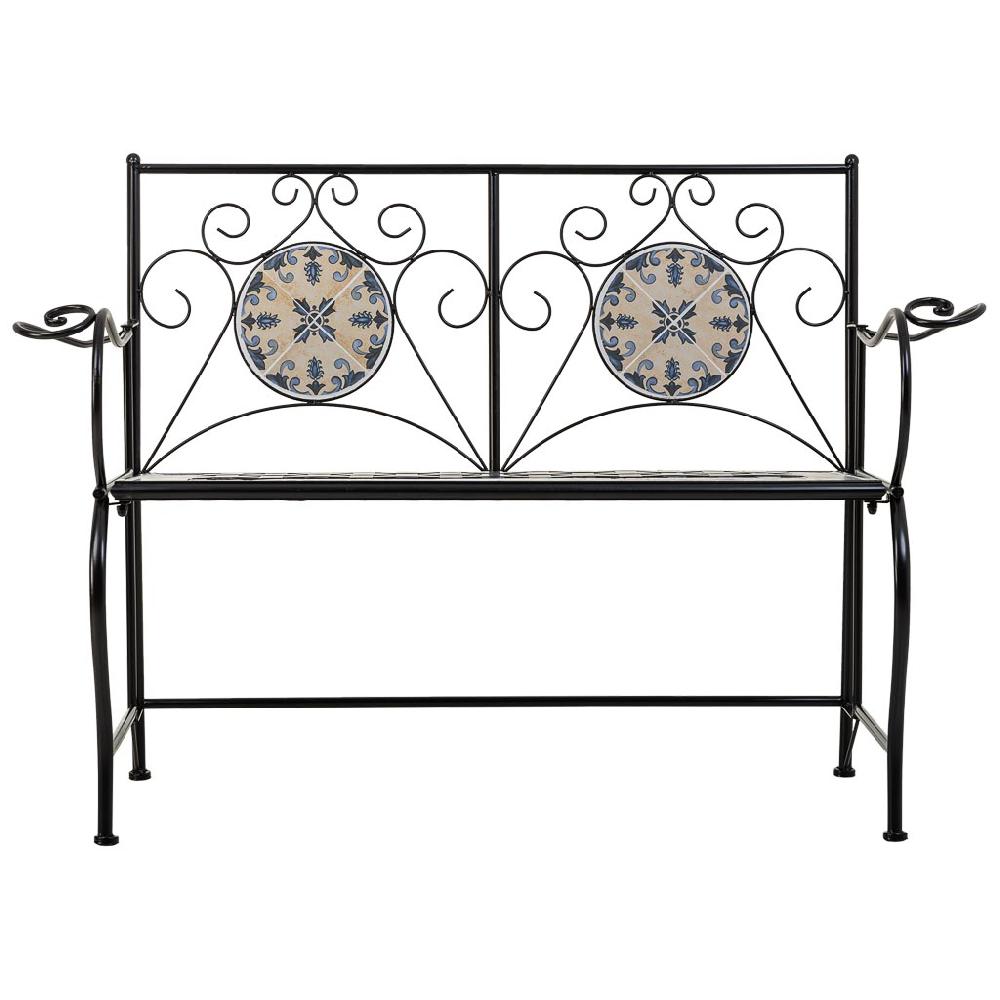 Creaciones Meng MUEBLE - BANCOS - Banco De Mosaico Y Forja Negro