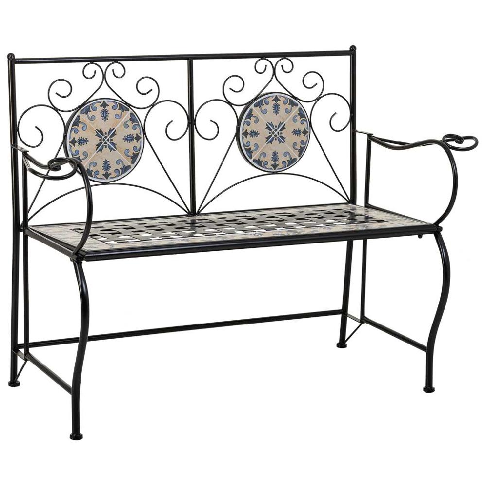 Creaciones meng MUEBLE - BANCOS - banco de mosaico y forja negro